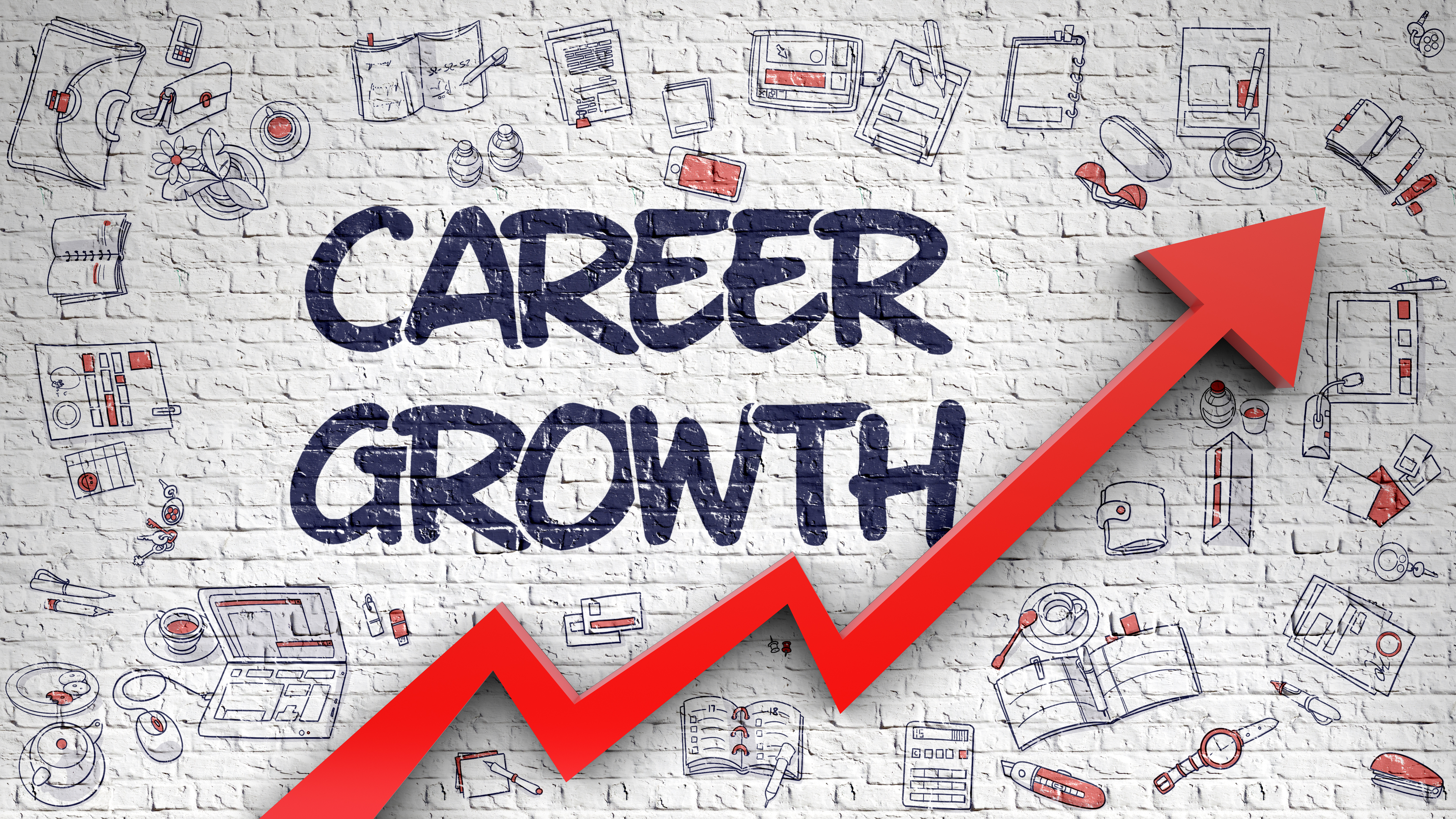 Career Growth Drawn on Brick Wall